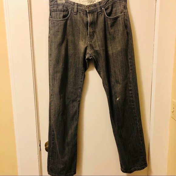 Lands' End Canvas Jeans Men's Grey Slim Fit  W 34  L 32 1963 Distressed Denim - Picture 3 of 15